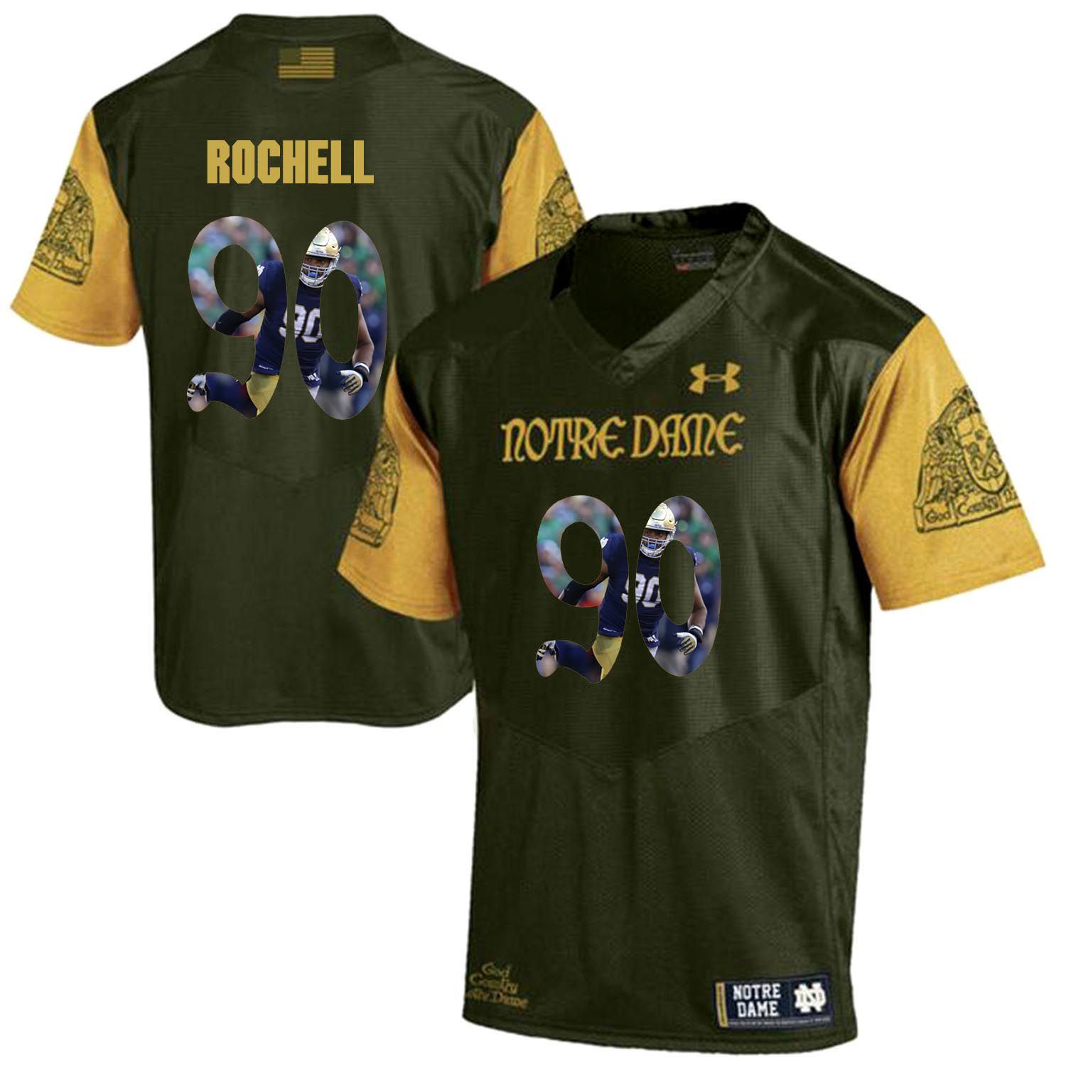 Men Norte Dame Fighting Irish #90 Rochell Green Fashion Edition Customized NCAA Jerseys